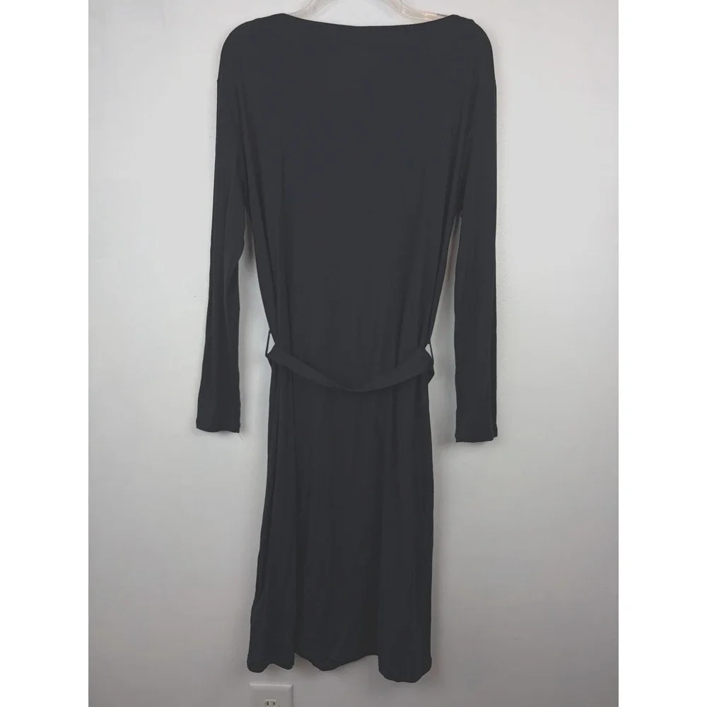 Majestic Filatures 3 Medium Midi T Shirt Dress Black Belted Soft Capsule Minimal